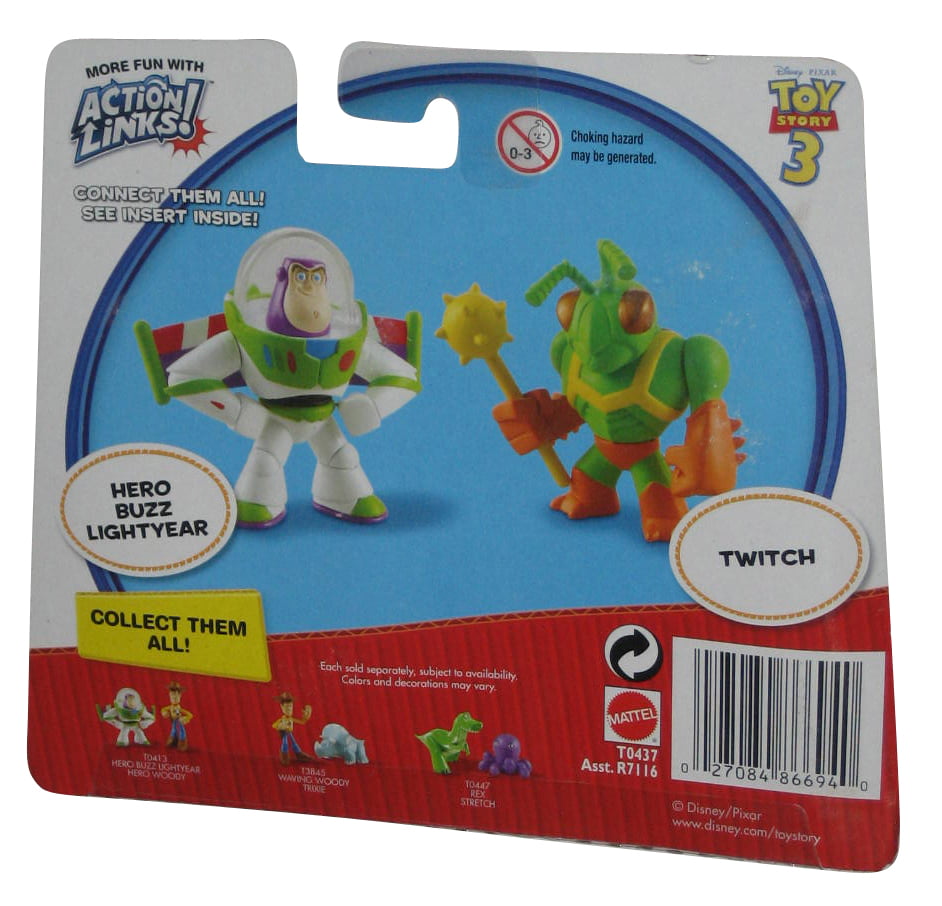 Disney Pixar Toy Story 3 Twitch & Hero Buzz Lightyear Buddy Pack Action Links
