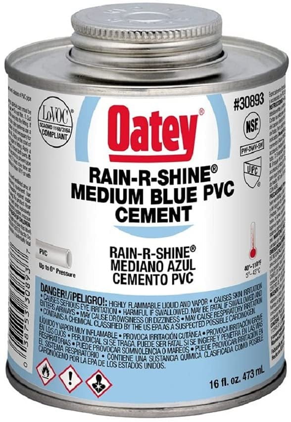 Oatey 30893 PVC Rain-R-Shine Cement, 16-Ounce, Blue