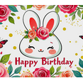 thumbnail image 4 of Cute Bunny Themed Happy Birthday Banner with Floral Butterfly Elements Party Backdrop Background for Birthday Party Decorations Photography Props Celebrations, 4 of 7