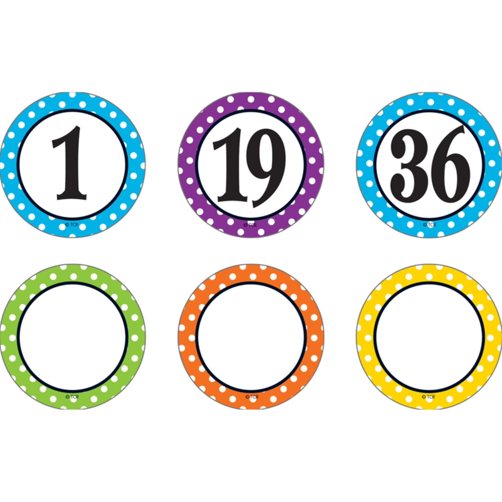 Polka Dots Numbers Accents Clingy Thingies