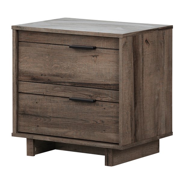 South Shore Fynn 2Drawer Nightstand, Weathered Oak