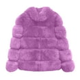 thumbnail image 5 of Odeerbi Womens Faux Fox Furry Overcoat Thicken Fleece Jacket Winter Fuzzy Coat Plus Size Winter Warm Coat Loose Stand Collar Plush Jacket Purple, 5 of 6