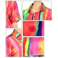thumbnail image 5 of LA LEELA Women's Button Down Blouses Short Sleeve Vacation Tops Casual Summer Hawaiian Beach Party Holidays Outdoor Funky Shirt for Womens XL Stripe, Multicoloured, 5 of 5