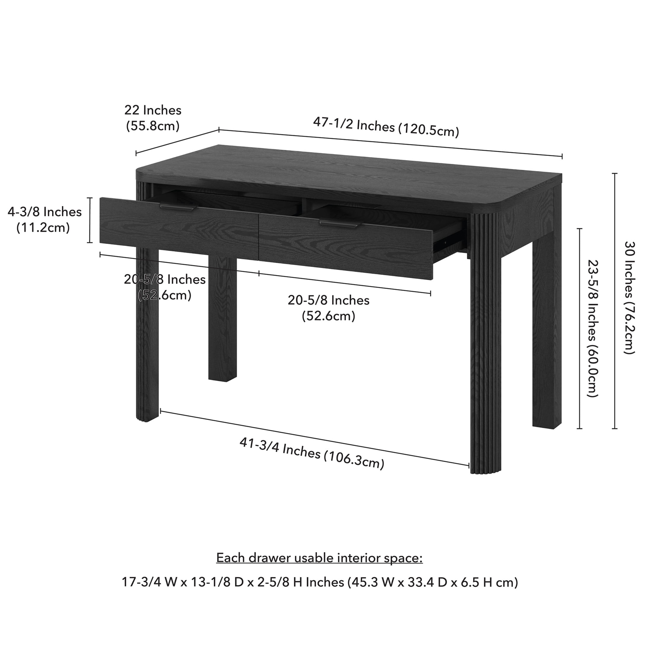 Evelyn&Zoe Modern/Contemporary 48" Wide Black Grain Home Office