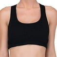 thumbnail image 2 of Women's Cottonique W12299 Latex Free Organic Cotton Racerback Croptop Bra (Black 8), 2 of 3