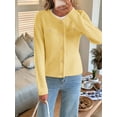 thumbnail image 6 of V-Neck Long Sleeves Cardigan Sweaters for Women Fall Winter Chunky Cropped Button Down Knit Sweater Jackets Yellow S, 6 of 9