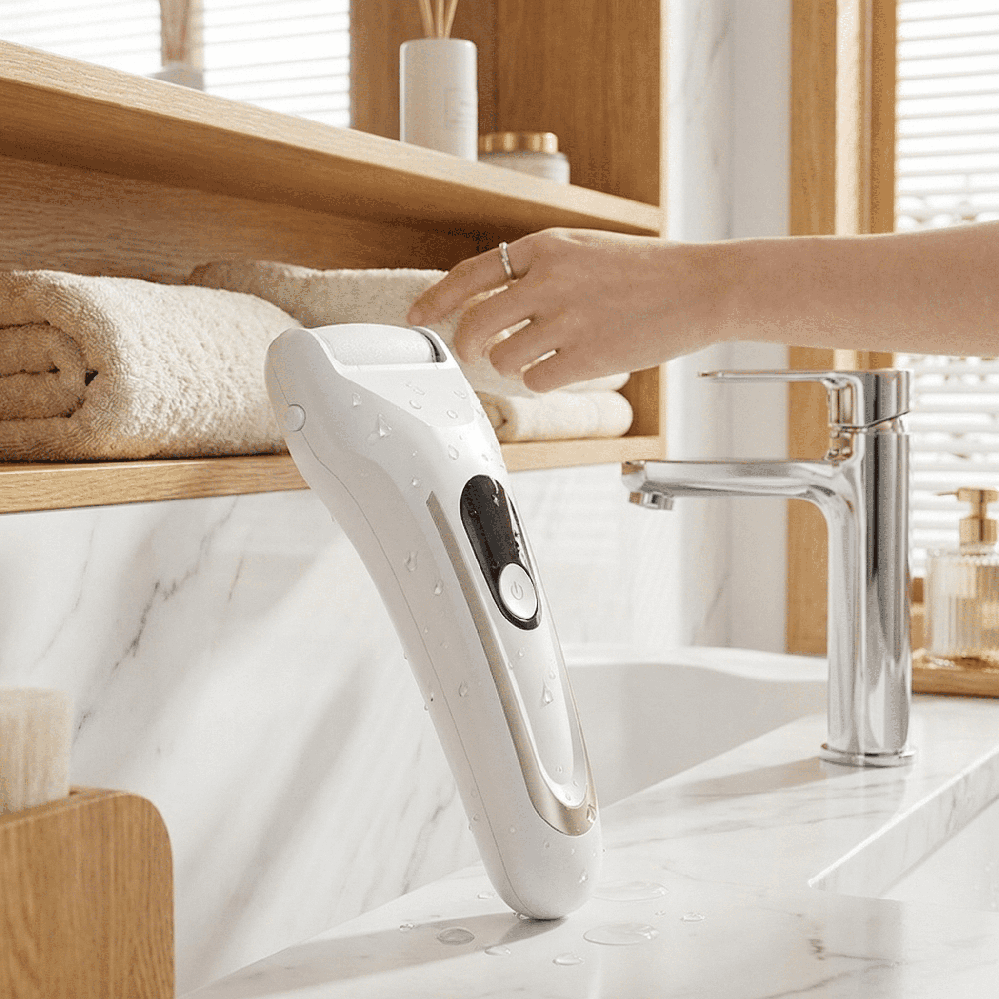 AngleTree Battery 2 Speed Settings, Intelligent Pressure Sensor, Exfoliating Corn & Callus Trimmer for Feet, Includes 2 Rollers, USB Data Line