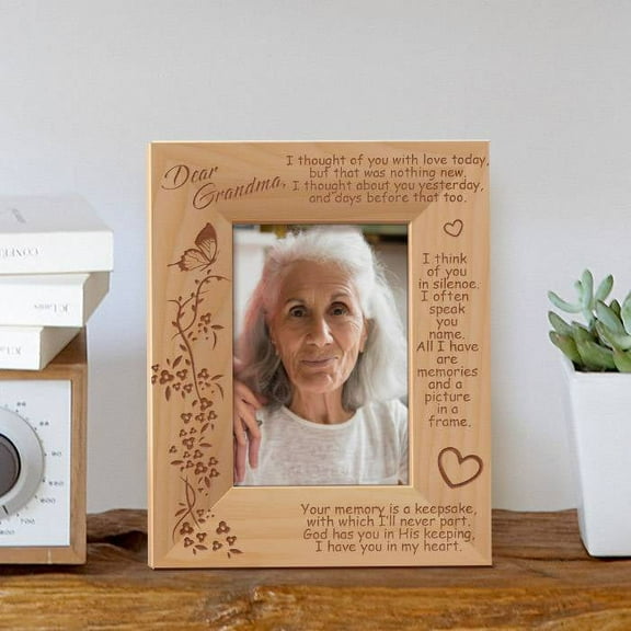 I Remember You Dear Grandma Personalized Wooden Picture Frame 3 1/2" x 5" Brown (Vertical)