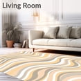 thumbnail image 2 of ODIKA 8x10 Machine Washable Non-Slip Area Rug, Cascading Wave Plush Floor with Flowing Ocean Inspired High Traffic Rug with Pad, Beige, 471877, 2 of 8