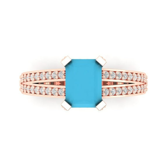 Clara Pucci 14K Rose Gold 2.45ct Turquoise Solitaire with Accents Ring