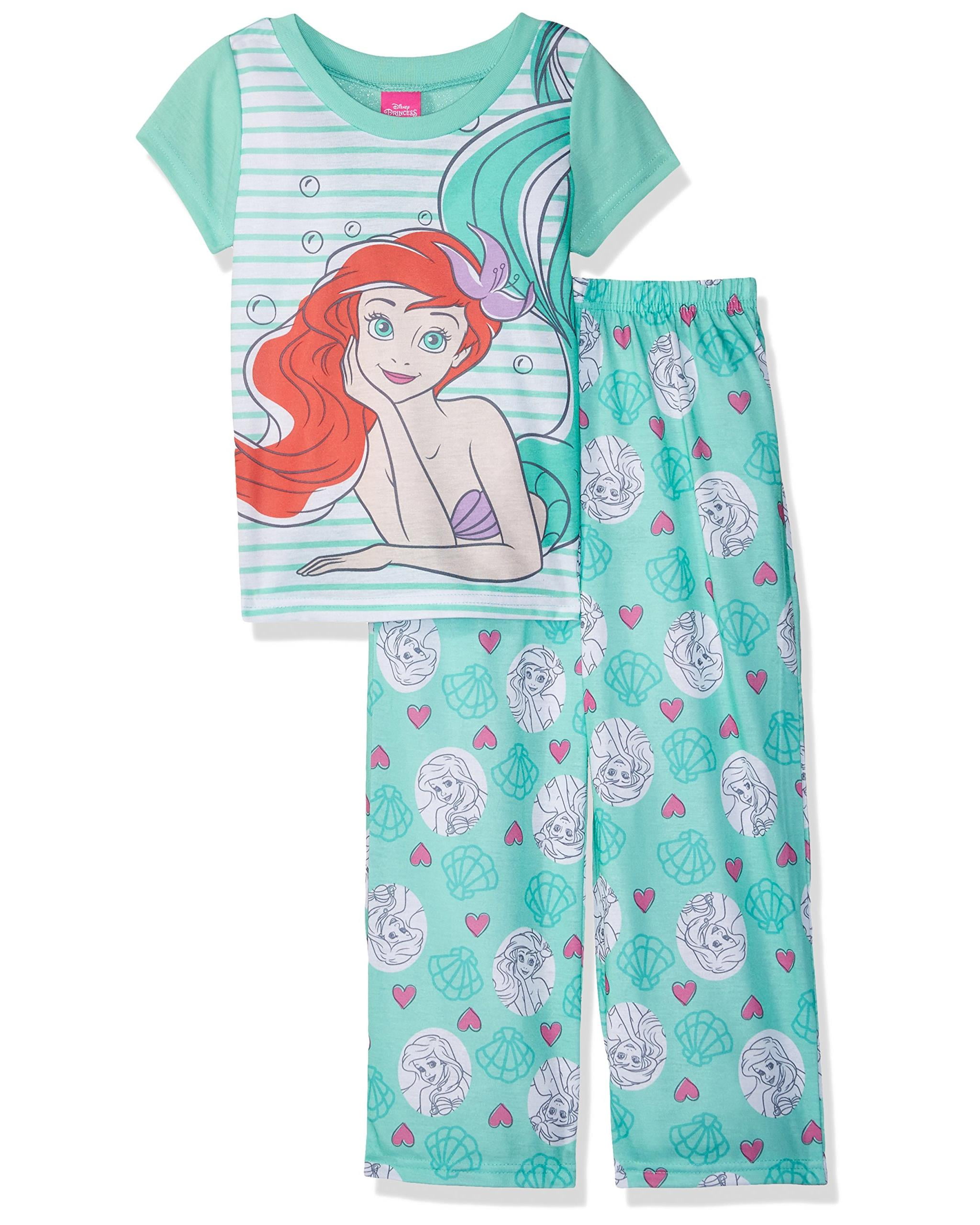Disney Store Ariel The Little Mermaid 2 Pc L//S Top Pants Pajama Set 5//6 Girls