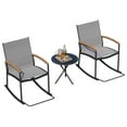 thumbnail image 3 of 3-Piece Patio Bistro Sets, Outdoor Breathable Rocking Chairs & Black Furniture Conversation Set-Two Chairs with Coffee Table Grey, 3 of 8