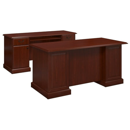 UPC: 0042976047191 | kathy ireland Home by Bush Furniture Bennington Manager s Desk and Credenza Harvest Cherry BNT006CS