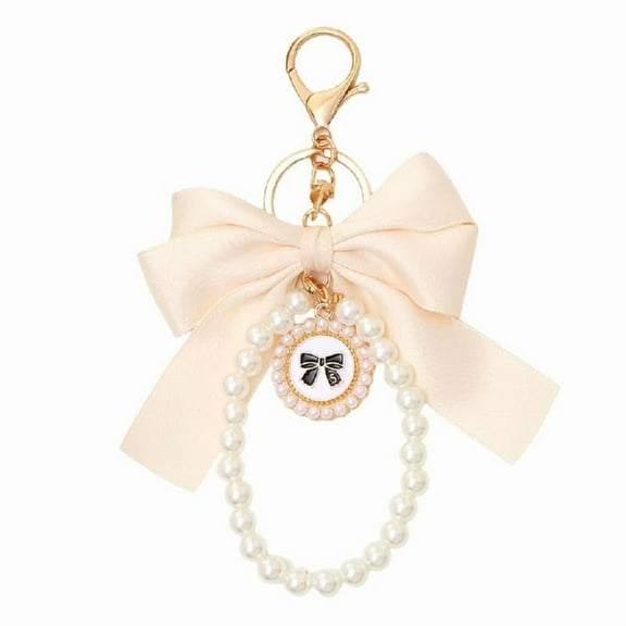 Fashion Accessory Pearls Bows Tie Handbag Charm for Daily Use and Parties