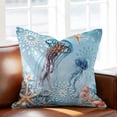 thumbnail image 2 of Jellyfish Throw Pillow Cover Coral Starfish Cotton Linen Cushion Cover Throw Pillow Case with Invisible Zipper for Couch Sofa Bed Chair Car 16x16 Inch, 2 of 14