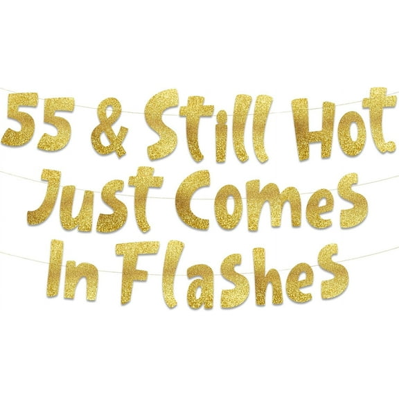 55th Birthday Gold Glitter Banner - Happy 55th Birthday Party Decorations