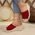 thumbnail image 2 of HNMKIU Platform Sandals Summer Platform Slides Open Toe Comfortable Thick Sole Style for Women Causal Everyday Classic Fit Summer Shoes Red,8.5, 2 of 6