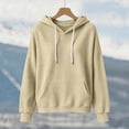 thumbnail image 5 of Womens Waffle Knit Hoodie Sweatshirt V Neck Oversized Slouchy Long Sleeve Pullover with Drawstring Kangaroo Pocket Soft Stretch Casual Lounge Wear, Khaki, XL, 5 of 6
