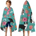 thumbnail image 3 of Australian Shepherd Pioneer Flower Hooded Bath Towel，50"x30" for Ages 3 To 12 Kids, Quick Dry Lightweight Soft Microfiber Hood Beach Towel Cover Up for Kids, 3 of 7