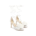 thumbnail image 3 of BLISSFUL STEP Flower Heels Lace Up Stiletto Heel Sandals for Women White (Size 9), 3 of 7