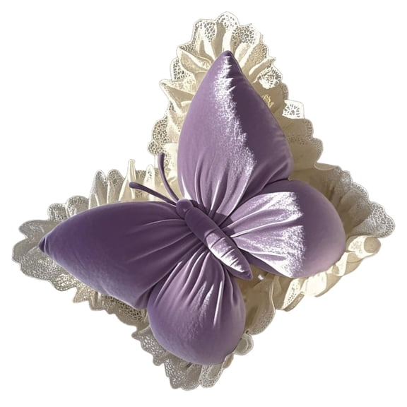 Elegant Bowknot Shape Cushion With Wing Designs Lace Trimmed Home Decoration Pillow for Women Girls