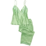 Women's Plus Satin Sleep Cami and Crop-Length Pants