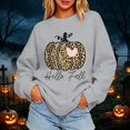 thumbnail image 2 of GYUJNB Womens Hello Fall Leopard Pumpkin Graphic Sweatshirt Crew Neck Oversized Long Sleeve Pullover Fall Thanksgiving Top,XXL, 2 of 6