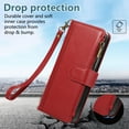 thumbnail image 2 of Phone Case for Samsung Galaxy Z Fold 5 Wallet Cover with Crossbody Shoulder Strap and Leather [RFID Blocking] Credit Card Holder Pocket Stand Cell Accessories Mobile Flip Purse,Red, 2 of 10