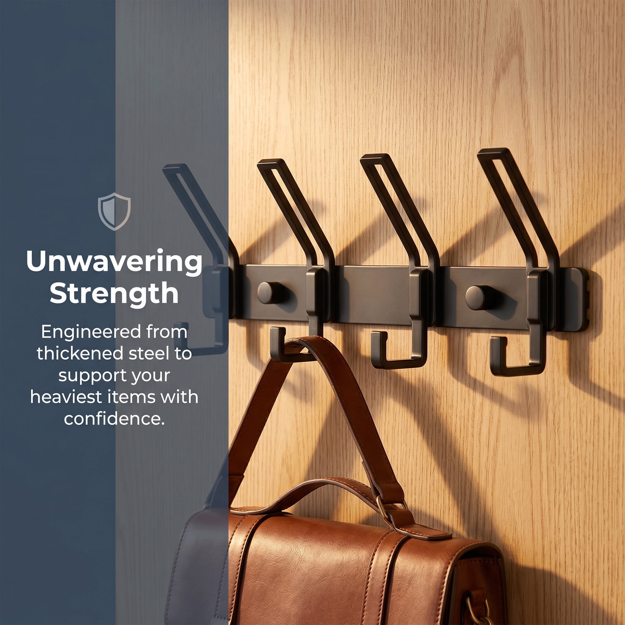 Unique Bargains Wall Mount Coat Rack Hook for Bathroom Organization Black 4 Hooks
