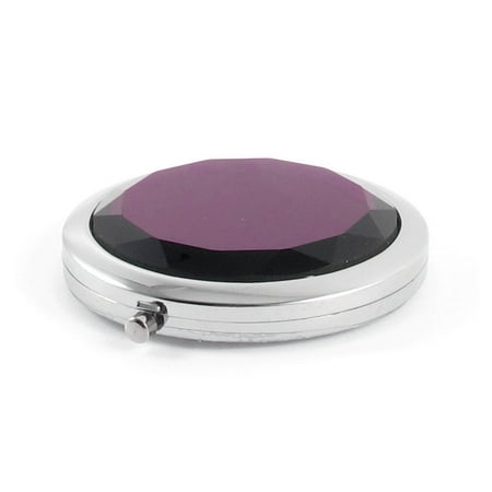 Round Double Sided Mirror - Unique Bargains Crystal Decor Portable Round Shape Make Up Cosmetic Double Sided Mirror Purple