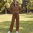 thumbnail image 6 of Dweltoz Women's 2 Piece Lounge Sets Long Sleeve Pullover Sweatshirts Matching Wide Leg Pants 2026 Dressy Casual Travel Tracksuit Matching Sets,Coffee XL, 6 of 7