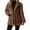 Coffee, variant on Enjoytime Fall Winter Fleece Jacket Women Notch Lapel Button Down Long Sleeve Coat Casual Warm Fuzzy Outerwear with Pocket