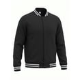 thumbnail image 2 of CCRFTGI Men's Varsity Baseball Jackets Causal Slim Fit Button Down Jacket Boys Bomber Jackets Black 2XL, 2 of 6