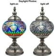 thumbnail image 5 of SILVERFEVER Mosaic Turkish Lamp Moroccan Glass for Table Desk Bedside Bronze Base Bundle with E12 Light Bulb-2 Sizes Blue Firebird Tail, 5 of 6