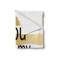 thumbnail image 2 of Saying Soft Flannel Fleece Blanket, Big Greeting Love Text on Crossed Positive Philosophy Life Emotion Graphic Design, Cozy Plush for Indoor and Outdoor Use, 70" x 90", Black Yellow, by Ambesonne, 2 of 5