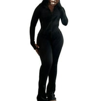 GZWYHT Sets for Women Lounge Sets for Women Womens Two Piece Outfits Fall Workout Zip Up Sweatshirt And Jogger Flare Yoga Pants Sets 2 Piece Sets for Women Summer Sets for Women Black L