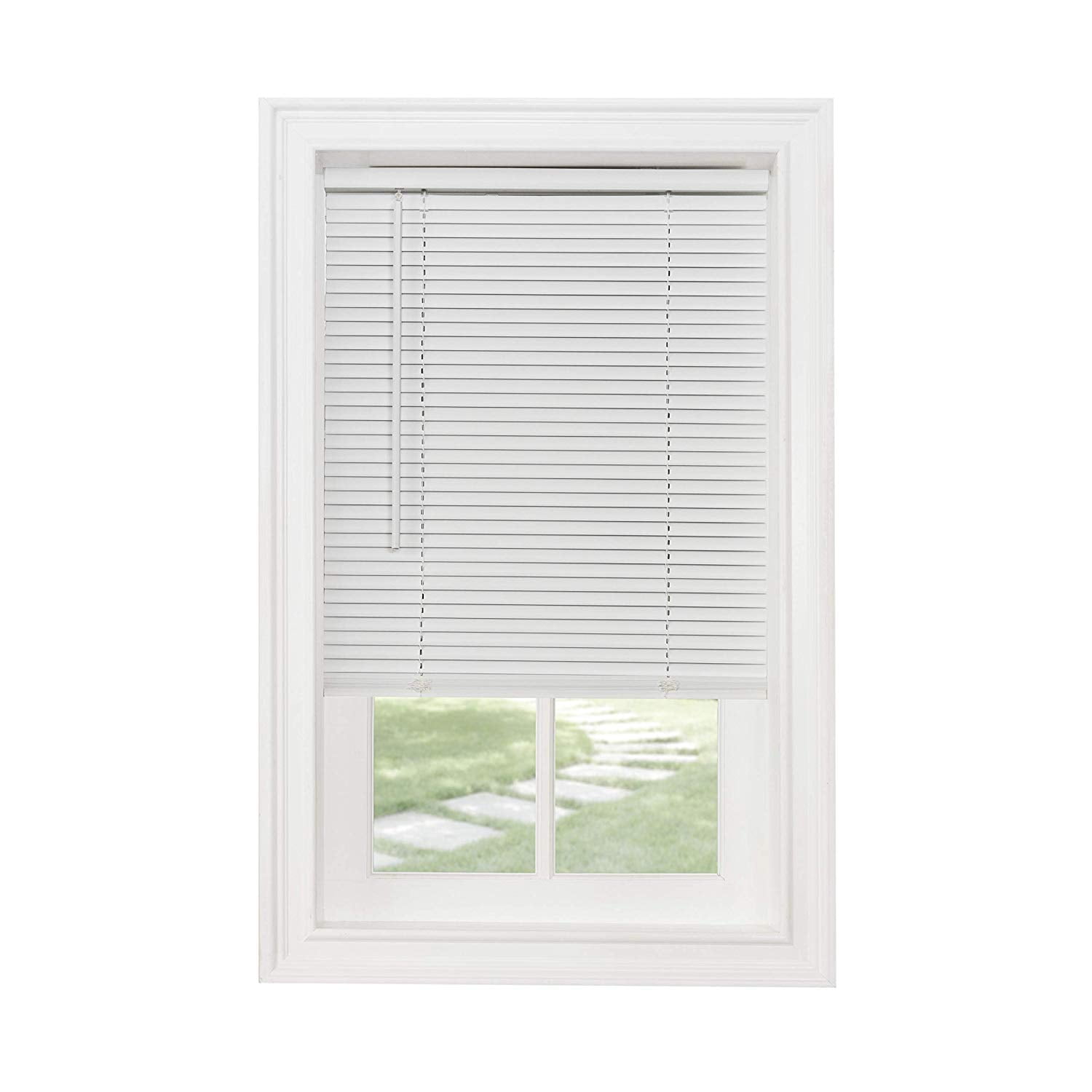 26x48 in White Aluminum Mini Blind Cordless Room Darkening Privacy Window Shade 