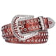 thumbnail image 1 of Zhuge Cinturón de cuero con tachuelas y cristales brillantes para pantalones vaqueros para hombre y mujer de estilo occidental (rojo), 1 of 5