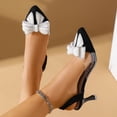 thumbnail image 4 of Purcolt Womens Clear Rhinestone Bow Heels Elegant Closed Pointed Toe Slingback Stilettos Heels Dressy Casual Pumps Sandals with Ankle Strap, 4 of 9