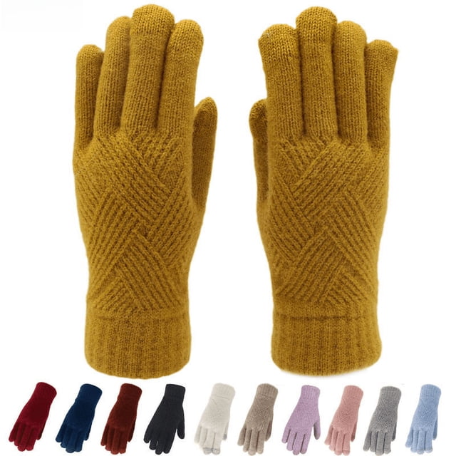 Guantes de invierno de punto con pantalla táctil para hombre y mujer, con forro polar, gruesos y cálidos, para montar a caballo