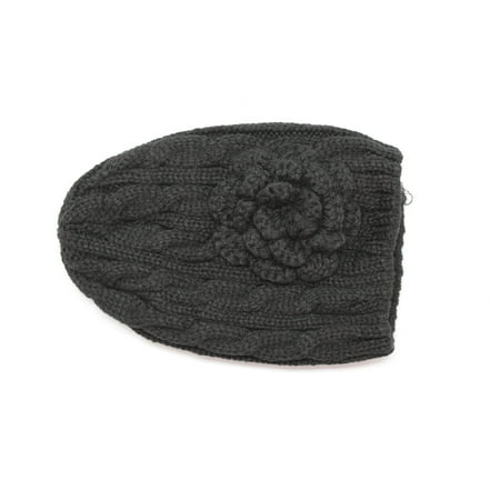 Crochet Winter Beanie - Fashionable Women's Black Cable Knitted Winter Frost Beanie Hat