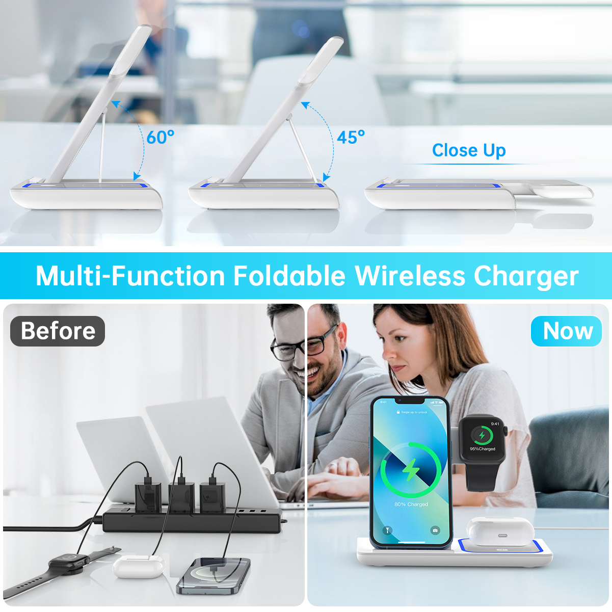 Wireless Charger, 3 in 1 Fast Charging Station, Compatible iPhone 15 14 13  12/SE/11/11 Pro/X/XS/XR/Xs Max/8 Plus, Charging Stand for AirPods Pro/2, Compatible  Apple Watch Series 6/ 5/4/3/2/SE - Walmart.com