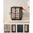 thumbnail image 3 of SONGMICS Caja Joyero Giratorio 360°, Caja de Joyas con 5 Cajones, Ventanas Laterales de Cristal, Gran Capacidad, Almacenamiento Vertical, Diseño Abierto, Idea de Regalo, Negro Tinta, 3 of 5