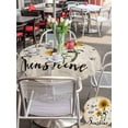 thumbnail image 5 of Outdoor Tablecloth with Umbrella Hole for Patio/Picnic/Party/Camping, Vintage Sunflowers Waterproof Table Cloth Round Cover Washable, Spring Summer Retro Bees Yellow Floral (Dia 60"), 5 of 8