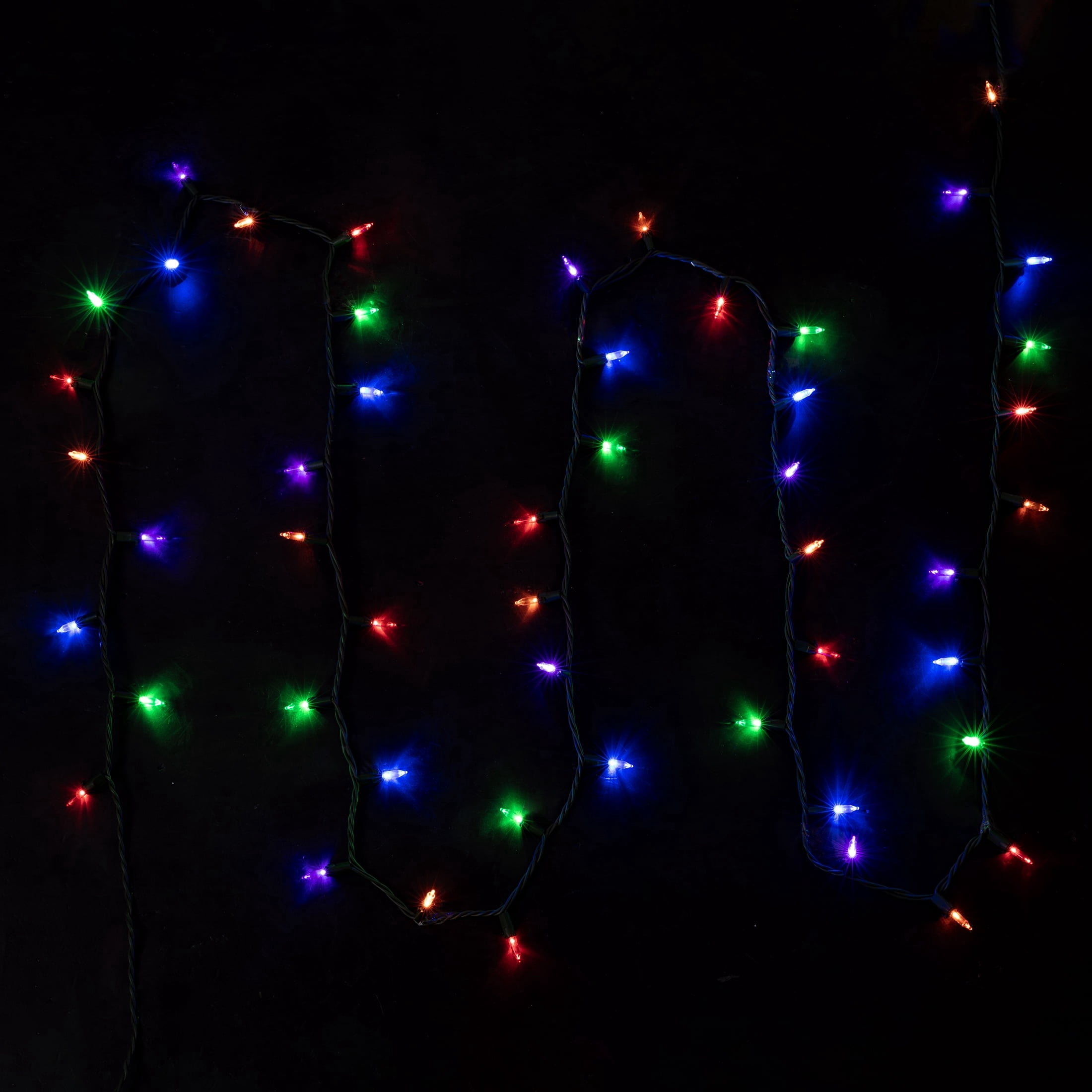 Indoor/Outdoor 50-Count LED Mini Christmas String Lights, Multicolor, Green Wire, 10.2', by Holiday Time