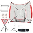 thumbnail image 1 of KFFKFF 7x7 ft Baseball Practceing Net, Softball Practice Net, Portable Baseball Training Net, with Bow Frame, Carry Bag, Strike Zone, 12 Balls, 1 of 9