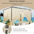 thumbnail image 4 of Patio Chaise Lounge, PE Rattan Outdoor Patio Wicker Sunbed Daybed for 2-6 people, Adjustable Sun Bed with Four-sided Canopy, Overhead Curtain and Cushions for Backyard, Garden, Poolside, Beige, 4 of 10