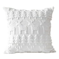 Christmas Throw Pillow Covers 18x18 Inch Soft Plush Decorative Pillow Cases with Christmas Tree Reindeer Design for Winter Holiday Home Decor Bedroom Sofa Living Room Xmas Farmhouse Style