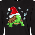 thumbnail image 4 of Inktastic Christmas Turtle in with Santa Hat and Snowflakes Long Sleeve T-Shirt, 4 of 5