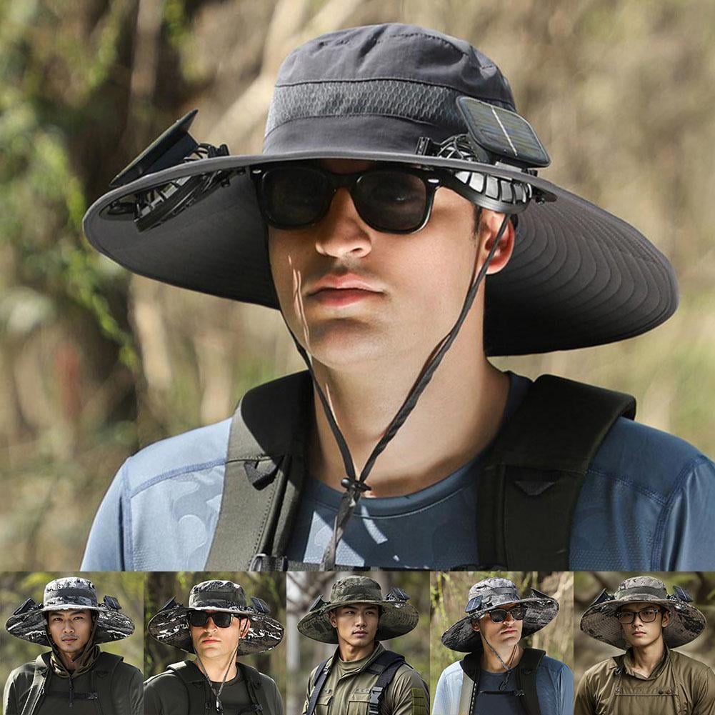 Outdoor Sun Hat with Dual Solar Fans – Large Brim Cooling Hat for Men & Women, USB Rechargeable